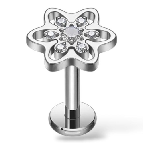 Tytanowy Labret z kwiatuszkiem