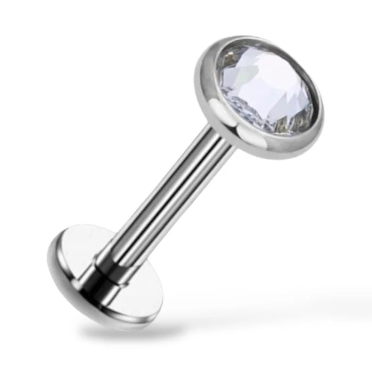 TYTANOWY LABRET Z OKRĄGŁĄ CYRKONIĄ