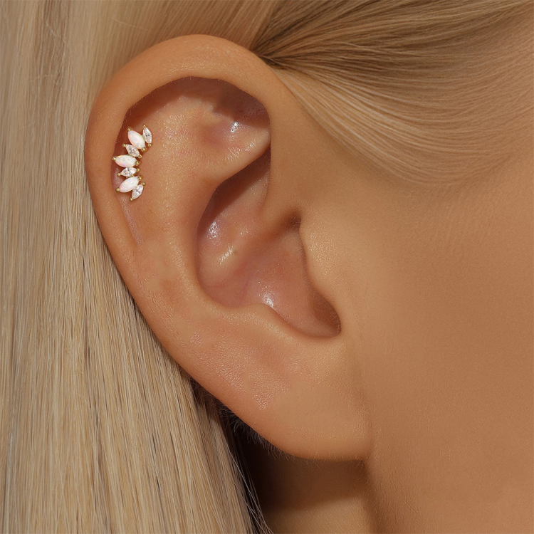 Labret z Opalem i Cyrkoniami – Srebro 925