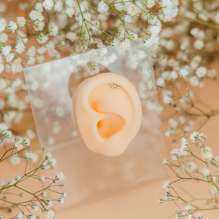 Labret z Potrójną Cyrkonią Marquise – Srebro 925