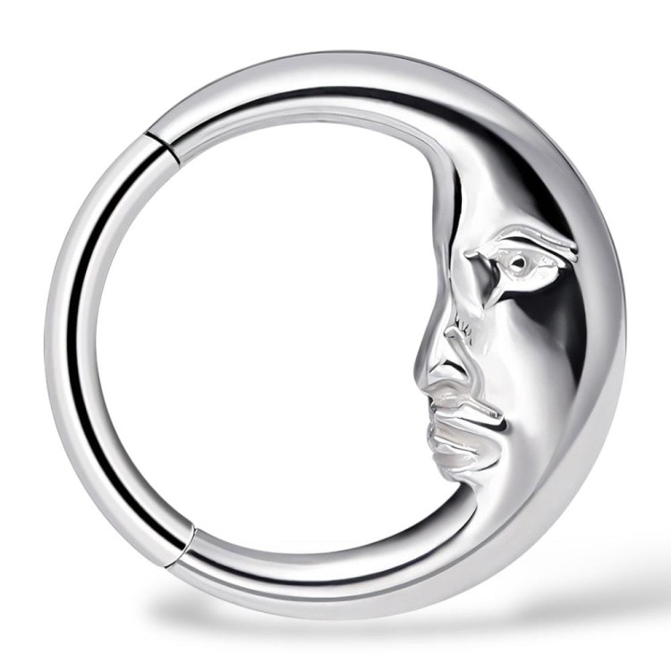 Kolczyk PIERCING księżyc Clicker SREBRNY KÓŁECZKO DAITH Nostril