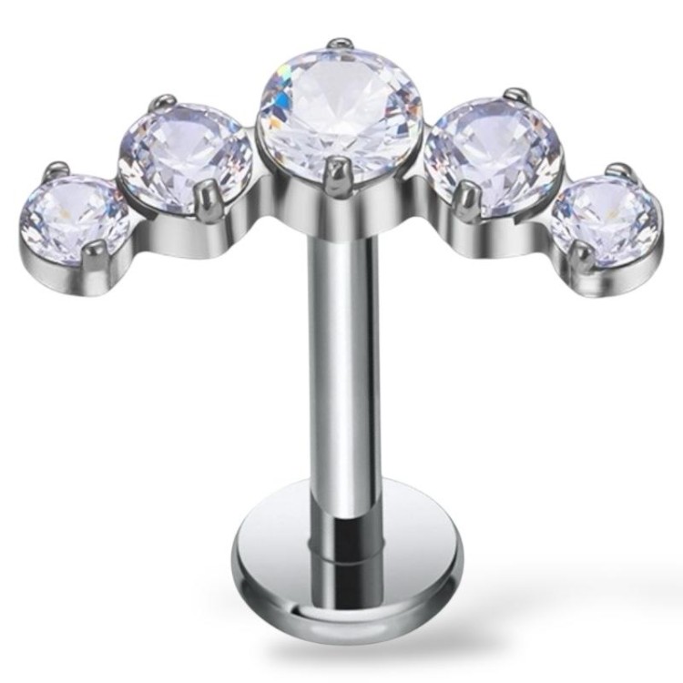 Tytanowy labret ozdobny z cyrkoniami