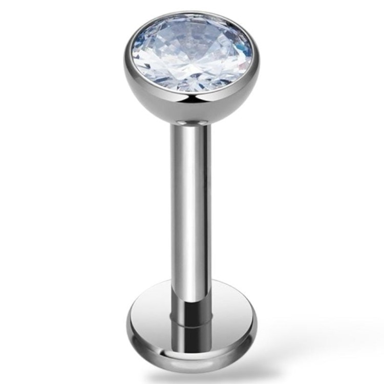 Kolczyk Srebrny PUSH-PIN Labret z cyrkonią Stal.Ch