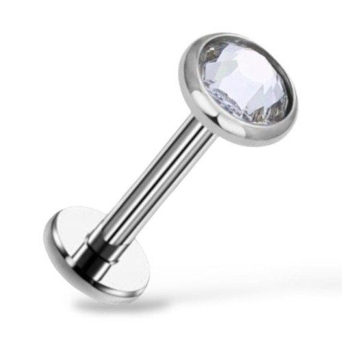 TYTANOWY LABRET Z OKRĄGŁĄ CYRKONIĄ