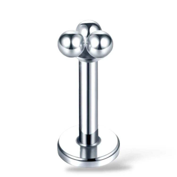 LABRET Z TRZEMA KULECZKAMI- STAL CH.316L