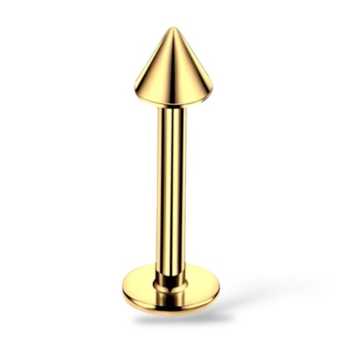 Stalowy złoty labret ze stożkiem