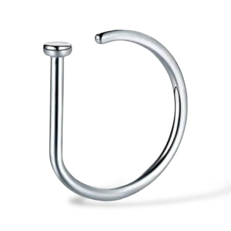 tytanowy D-ring srebrny do nosa