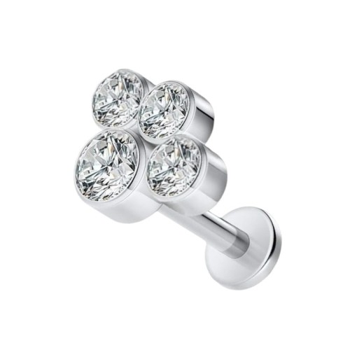 Tytanowy labret cyrkonie w kształcie łapki