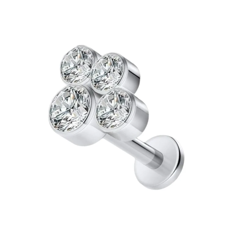 Tytanowy labret cyrkonie w kształcie łapki