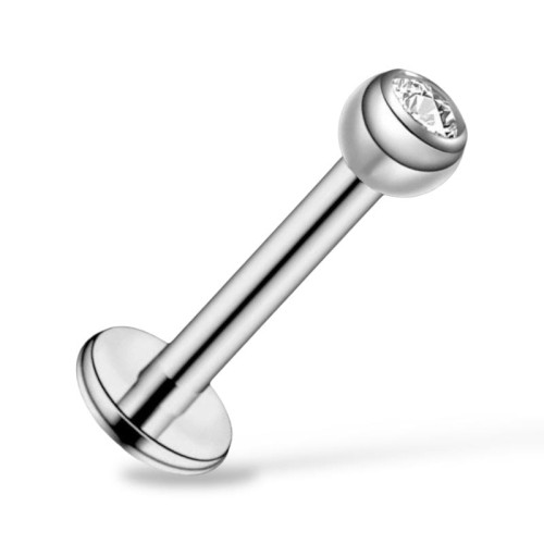 Tytanowy srebrny Labret cyrkonia