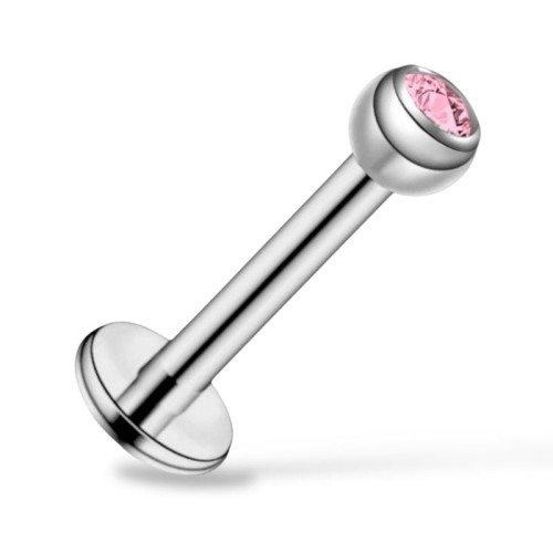 Tytanowy Labret z różową cyrkonią