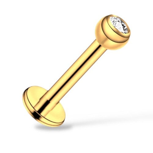 Tytanowy złoty Labret z cyrkonia