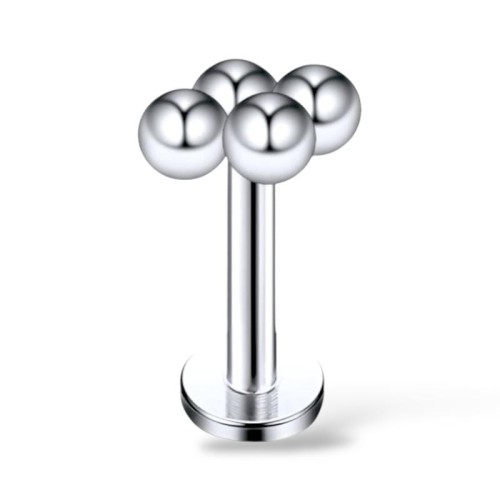 Labret srebrny kuleczki romb Stal Ch. 316 L