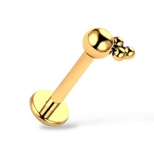 Tytanowy labret złoty z kuleczkami