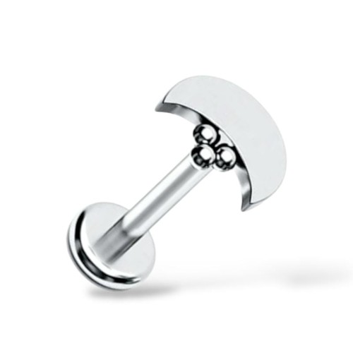 Tytanowy labret z księżycem i kuleczkami