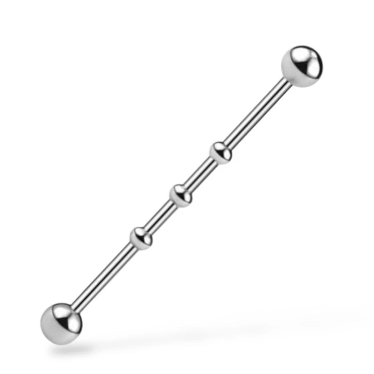 Stalowa srebrna sztanga z kuleczkami INDUSTRIAL STAL 316L