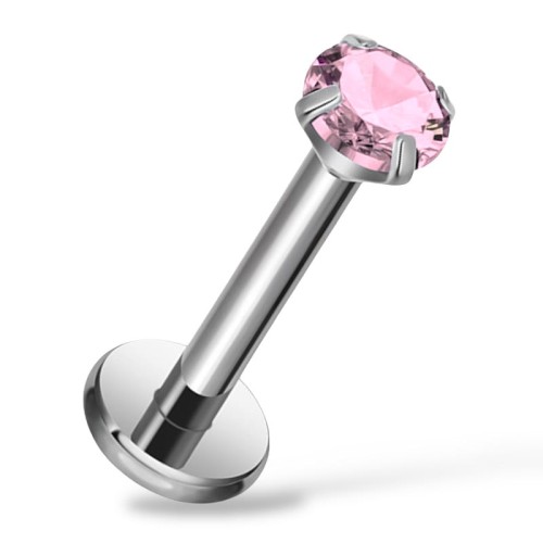 Tytanowy Labret z różową cyrkonią