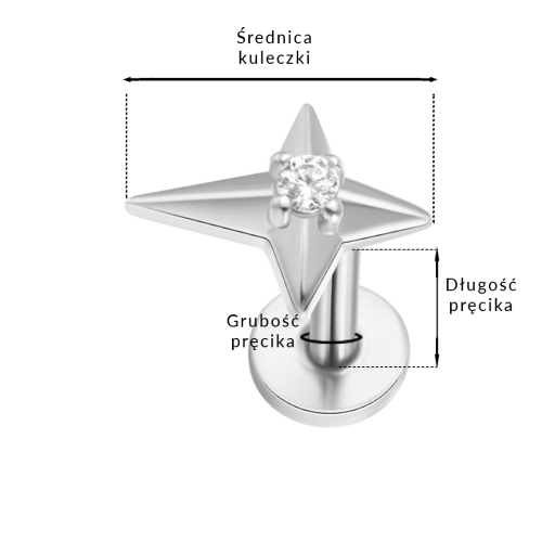 Labret srebrny gwiazdka - SREBRO 925