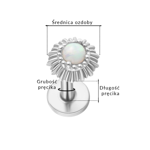 Labret srebrny z opalem - SREBRO 925