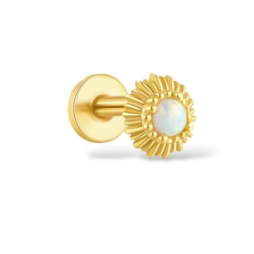 Labret złoty z opalem - SREBRO 925