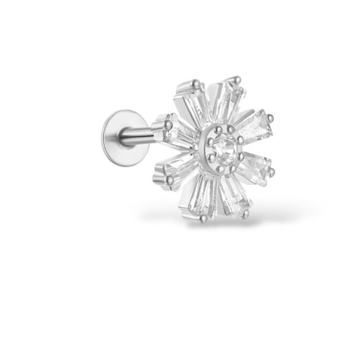 Labret srebrny kwiatowy - SREBRO 925