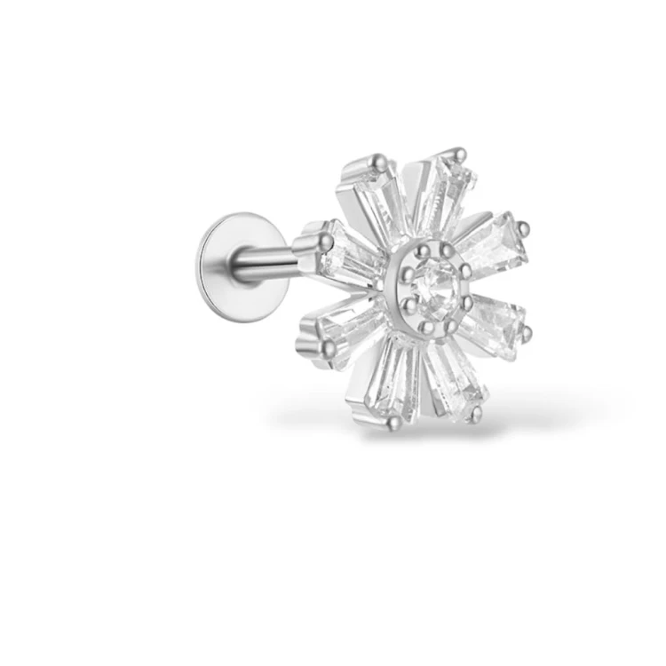 Labret srebrny kwiatowy - SREBRO 925