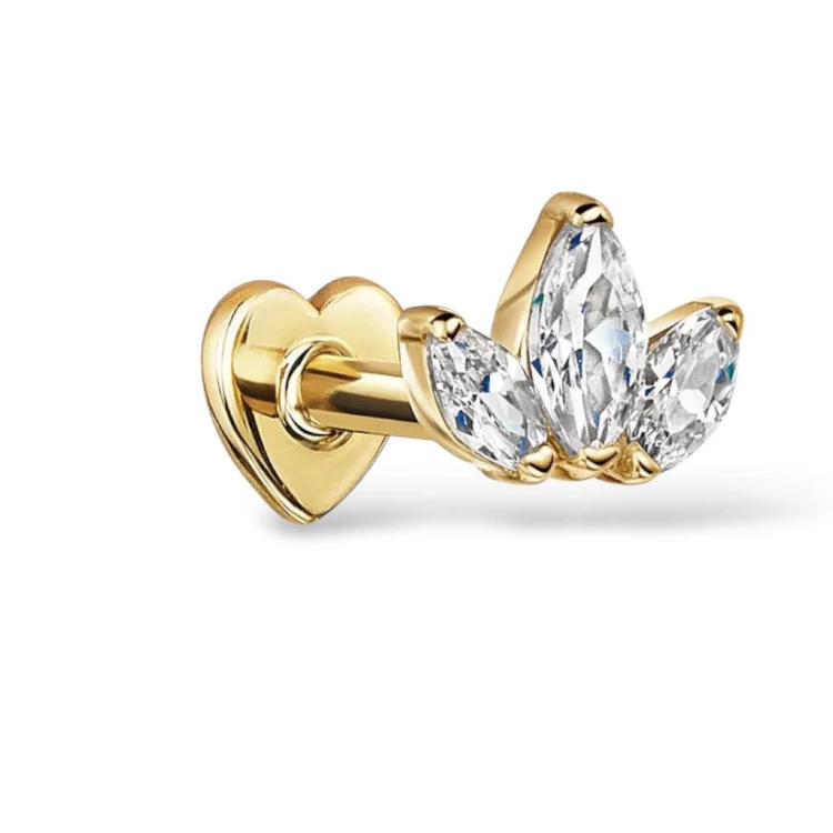 Labret z Potrójną Cyrkonią Marquise – Srebro 925