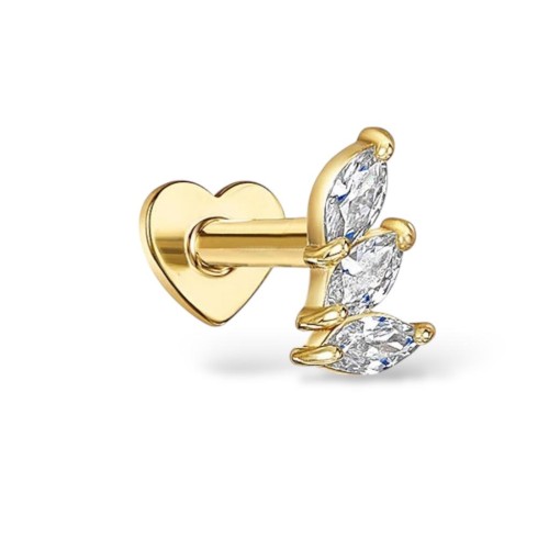 Labret z Potrójną Cyrkonią Marquise – Srebro 925