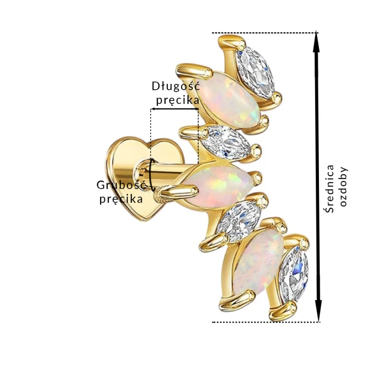 Labret z Opalem i Cyrkoniami – Srebro 925