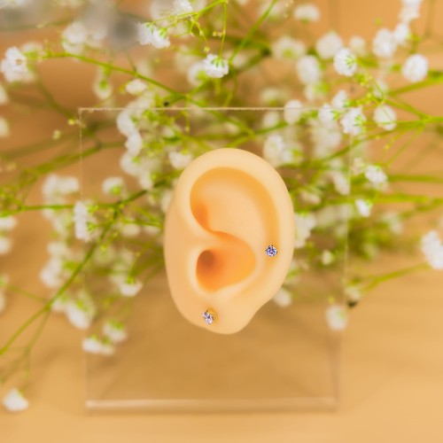 Tytanowy Złoty Labret z Cyrkonią Push Pin