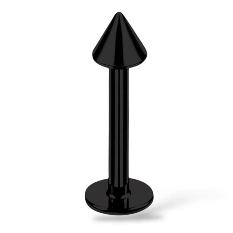 Stalowy czarny labret ze stożkiem