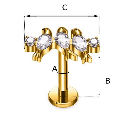 Tytanowy labret z jaskółkami