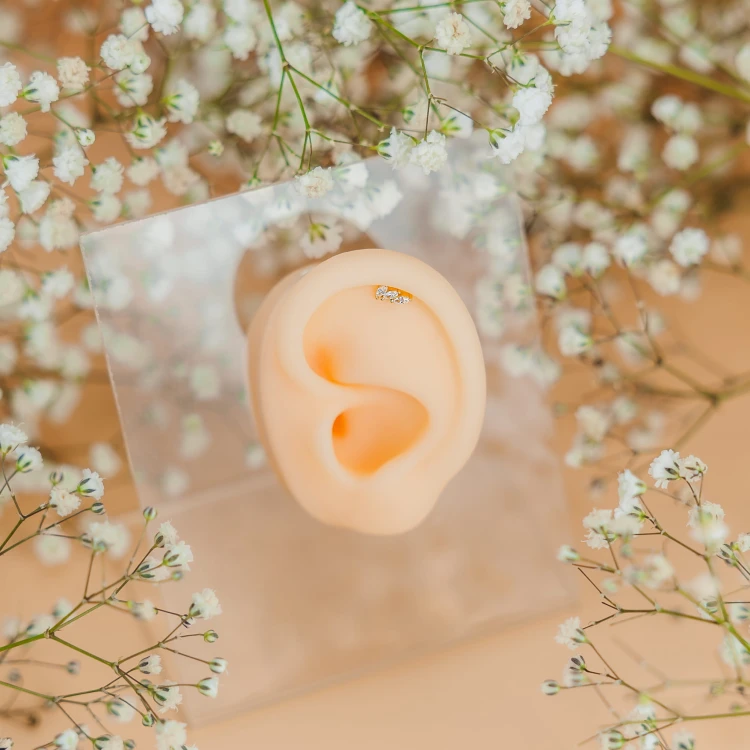 Labret z Potrójną Cyrkonią Marquise – Srebro 925