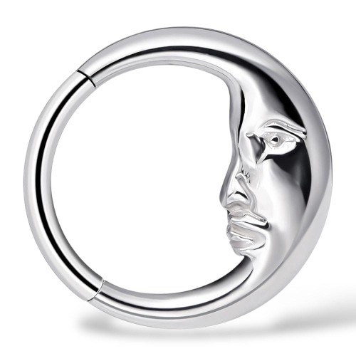 Kolczyk PIERCING księżyc Clicker SREBRNY KÓŁECZKO DAITH Nostril