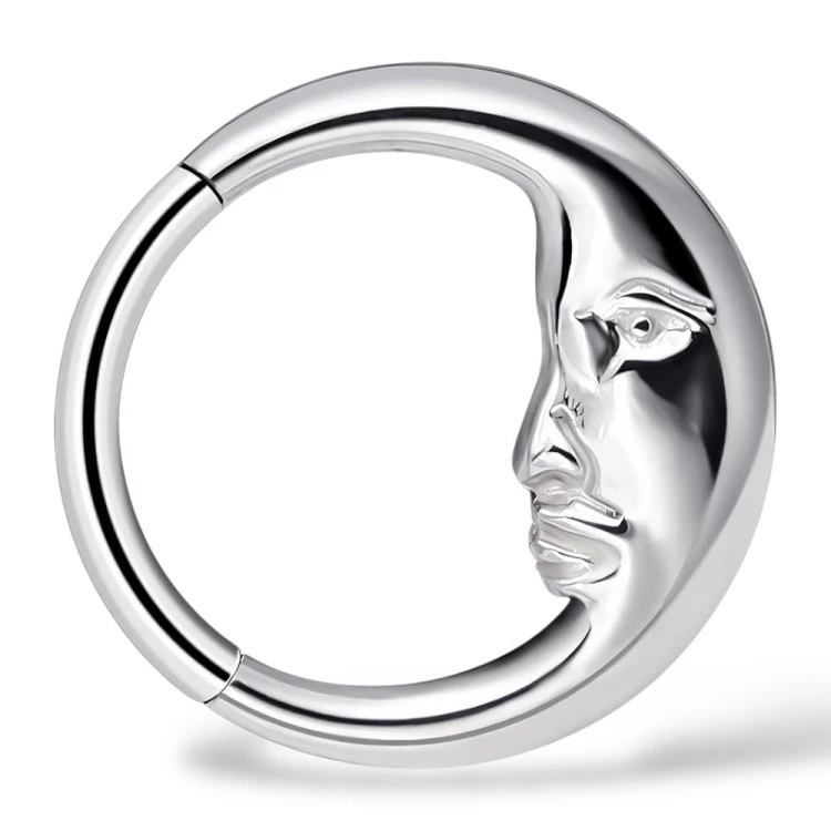 Kolczyk PIERCING księżyc Clicker SREBRNY KÓŁECZKO DAITH Nostril
