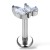 Tytanowy kolczyk labret z 3 cyrkoniami