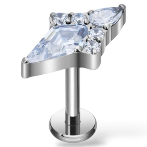 Tytanowy ozdobny labret z cyrkoniami