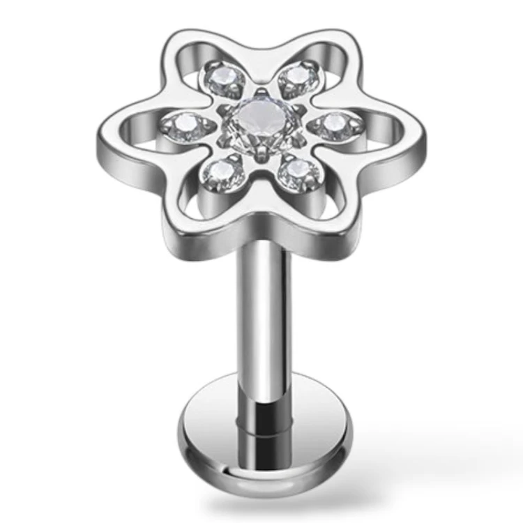 Tytanowy Labret z kwiatuszkiem
