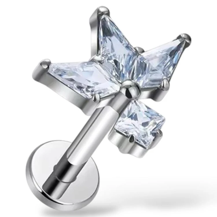 Tytanowy labret z geometryczną gwiazdą