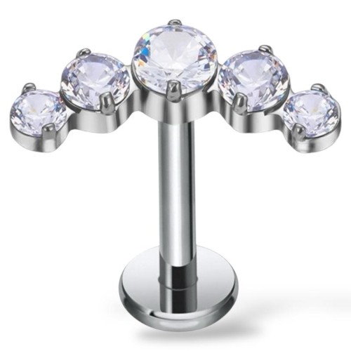 Tytanowy labret ozdobny z cyrkoniami