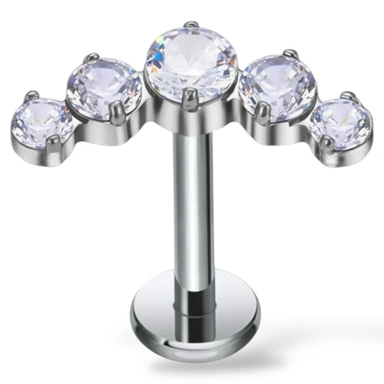 Tytanowy labret ozdobny z cyrkoniami