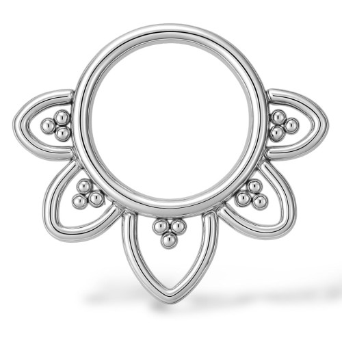 Clicker Tytanowy Srebrny segment ring z motywem kwiatowym