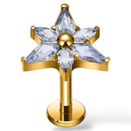 Tytanowy złoty labret kwiatowy