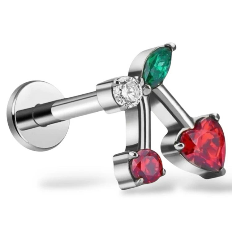 Tytanowy Labret w wisienki typu PUSH-PIN