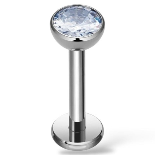 Kolczyk Srebrny PUSH-PIN Labret z cyrkonią Stal.Ch