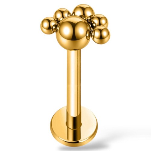 Tytanowy złoty labret w kuleczki
