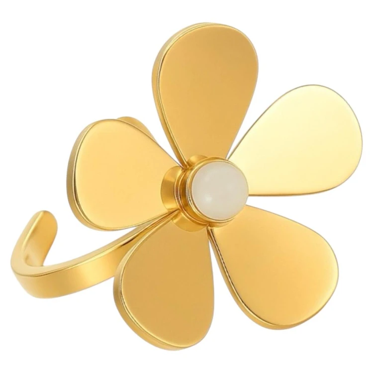 Pierścionek złoty z ozdobnym kwiatem Stal Szlachetna
