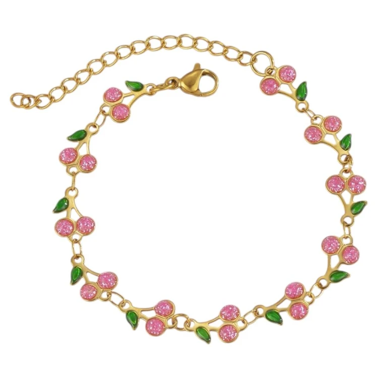 Bransoletka cherry róż ze Stali Szlachetnej